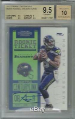 2012 Russell Wilson Contenders Rookie Auto Ticket Rc. Bgs 9,5 Gem Mint