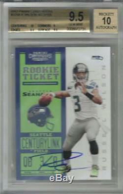 2012 Russell Wilson Contenders Rookie Auto Ticket Variation Rc- Bgs 9,5 Gem Mint