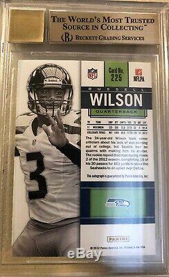 2012 Russell Wilson Contenders Rookie Ticket / 25 Maillot Blanc Auto Rc Bgs 9,5 / 10