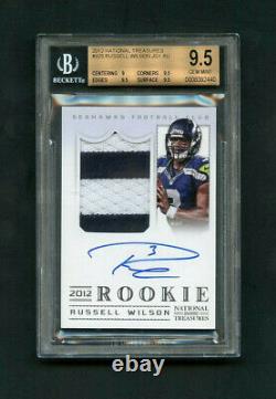 2012 Russell Wilson National Treasures Rookie Patch On-card Auto /99 Bgs 9.5/9