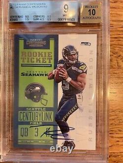 2012 Russell Wilson Panini Contenders Rookie Ticket Auto 9/10 3 Sur 4 9,5s