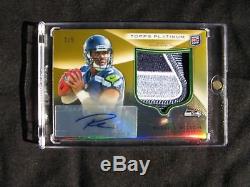 2012 Russell Wilson Topps Platine Auto / Patch Rc Gold # 02/05 Très Rare Htf