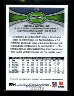 2012 Topps Chrome Russell Wilson Rookie Rc Autographe #40 Seahawks