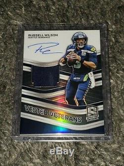 2019 Spectra Russell Wilson Auto Patch Anciens Combattants Droits Acquis Sp 10/15 Seahawks