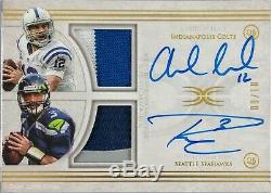 Andrew Luck / Russell Wilson Patch Double 2 Couleurs / Auto Sur Carte # / 10 Colts / Seahawks