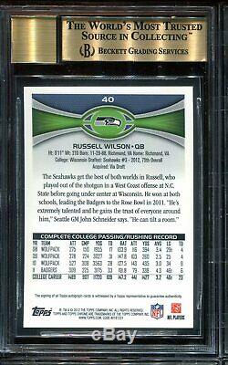 Autographe Topps Chrome Rookie 2012 # 40 Russell Wilson Rc Bgs 9.5 10 Auto
