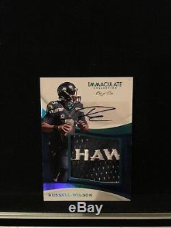 Football 2017 Immaculée Russell Wilson Auto Seahawks Logo Patch Sp # 1/1
