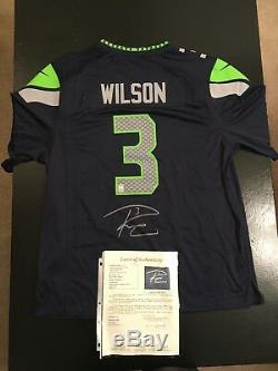 Maillot De Football Autographié Automatiquement Par Russell Wilson Seahawks Sz XL Certifié # 1