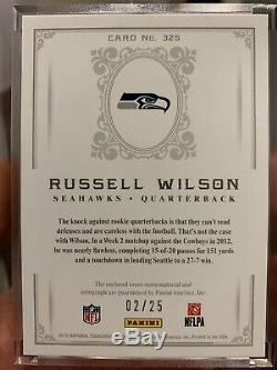 Maillot Russell Wilson 2012 Black Treasures Noir 02/25 Rookie Patch Auto Rc