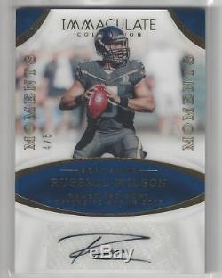 Moments Immaculés 2017 Auto Russell Wilson Seattle Seahawks Wisconsin S / N 4/5