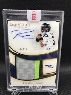 Panini Immaculée Russell Wilson Gold Patch Auto 2019 /15 Panini Scellé