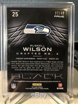 Panini Noir 2012 Russell Wilson Logo 3clr Rookie Patch Auto #d 32 / 49rc Rpa