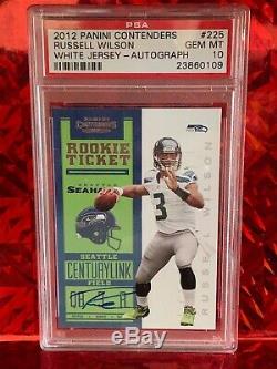 Russell Wilson 2011 Maillot Blanc Panini Contenders Rookie Card Psa 10 Auto Sp