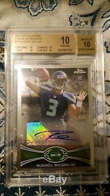 Russell Wilson 2012 Chrome Rookie Auto Topps Autograph Bgs 10 Pristine