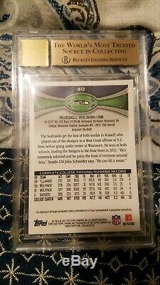 Russell Wilson 2012 Chrome Rookie Auto Topps Autograph Bgs 10 Pristine