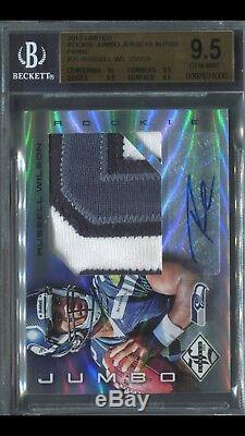 Russell Wilson 2012 Limited Jumbo Prime N ° 7/25 Rookie Bgs 9.5 Auto 10 Patch 3 Clr