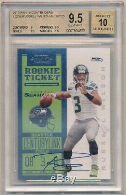 Russell Wilson 2012 Panini Contenders Variation Rc Blanc Auto Sp Bgs 9,5 Gem 10