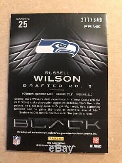 Russell Wilson 2012 Panini Noir Patch Autograph Auto Rc Rookie / 349