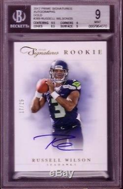 Russell Wilson 2012 Prime Signatures Gold Auto 17/25 Bgs 9 Neuf