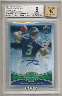 Russell Wilson 2012 Topps Chrome Rookie Refracteur Auto Sp #/178 Bgs 8 Nm-mt 10