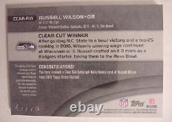 Russell Wilson 2012 Topps Strata Clear Rookie 3 Color Patch Autograph Rpa /75