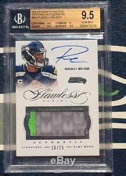 Russell Wilson 2014 Panini Flawless Auto Patch Bgs 9.5 # 16/25 Gem Mint Rare
