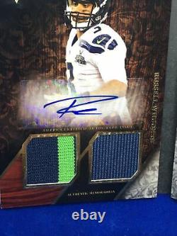 Russell Wilson 2014 Topps Triple Threads Livret Auto Letter Dual Patch Ssp# 3/3