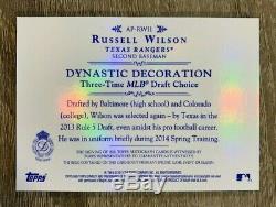 Russell Wilson 2015 Dynasty Jeu Topps Utilisé Patch Autograph Rangers Auto # 01/10