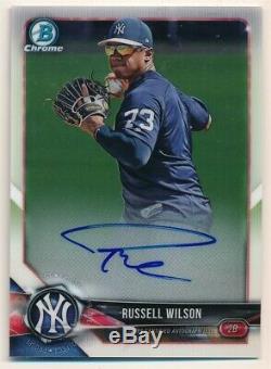 Russell Wilson 2018 Bowman Chrome Rookie Sur Carte Rc Autograph Yankees Auto Sp