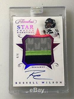 Russell Wilson 2018 Panini Flawless Star Patch Signatures Auto / 4 Rare