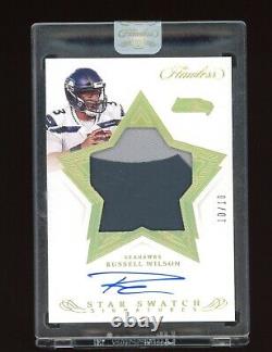 Russell Wilson 2019 Flawless Star Swatch Jumbo Patch Autographe Auto #10/10 Sp