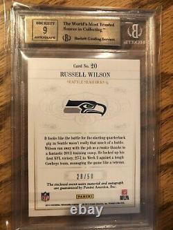Russell Wilson Auto 2012 National Treasures Colossal Jersey Number Rc Bgs 9,5