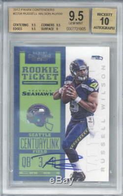 Russell Wilson Autosigné 2012 Panini Contenders Rookie / 550 # 225a Bg ID 12555