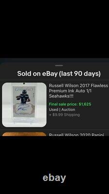 Russell Wilson Gold Auto Panini Flawless 1/1 Boîte Blanche 2017