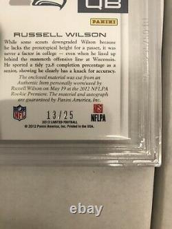 Russell Wilson Rc Auto 2012 Seahawks Rookie Card Autographe Sp /25 Bgs 9 Mint Rpa