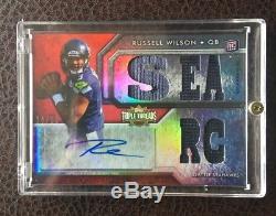 Russell Wilson Rookie Rc # 34/99 À Mailles Automatiques Triple Threads 2012