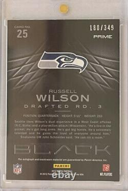 Russell Wilson Rpa Auto Sur Carte 2012 Panini Black Patch Rookie 245/349 Seahawks