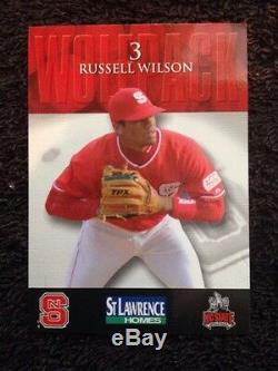 Russell Wilson Très 1ère Carte De Base-ball Année Freshman Nc Etat 2009 Non Auto