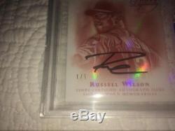 Russell Wilson True 1/1 2015 Patch De Couleur Topps Dynasty 4 Auto Bgs 9.5 Auto 10